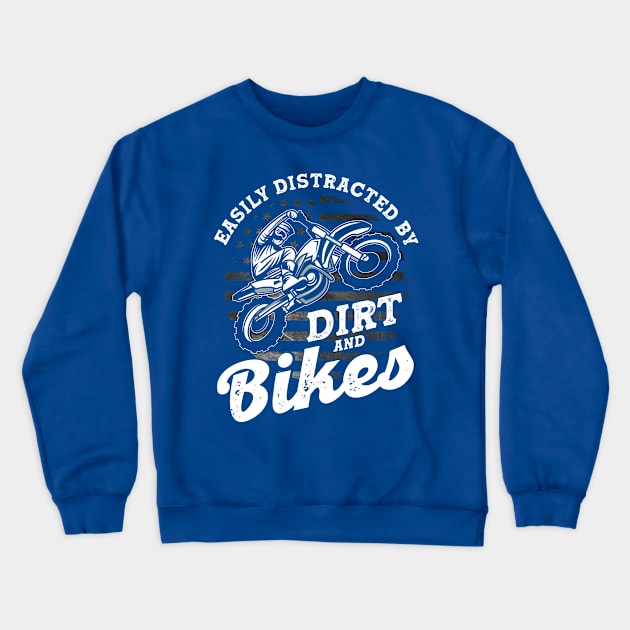 American Flag Rider Dirt Bike Racing Crewneck Sweatshirt by Toeffishirts